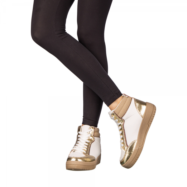 Okama műbőrből arany színű női tornacipő, 3 - Kalapod.hu